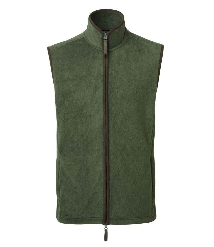 Premier Artisan Fleece Gilet PR803 in Moss Green/Brown – front