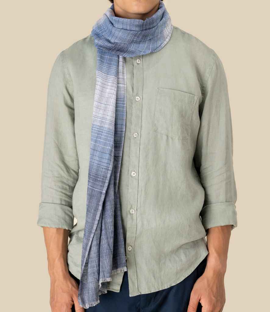 Spasso Blue Classic Check Scarf - SP150