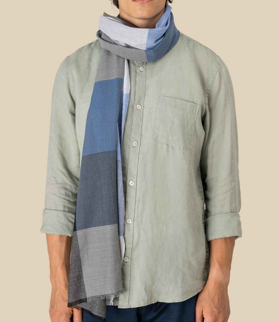 Spasso Blue Check Scarf - SP152