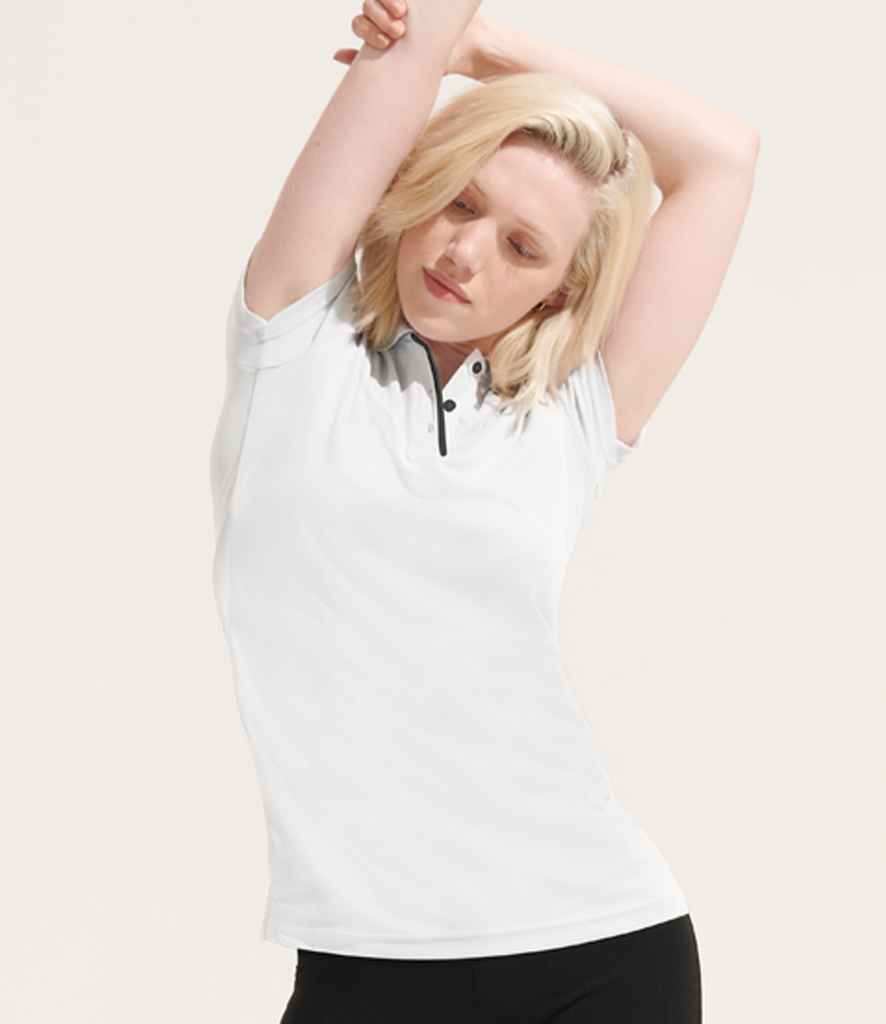 SOL'S Ladies Performer Piqué Polo Shirt 01179 in White – model