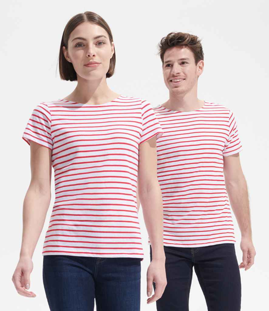 SOL'S Miles Striped T-Shirt 01398 in White/red – model (2)