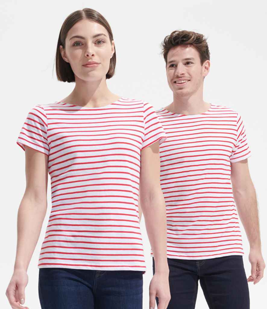 SOL'S Ladies Miles Striped T-Shirt 01399 in White/red – model (2)
