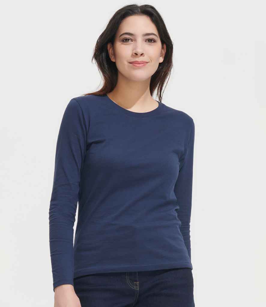 SOL'S Ladies Imperial Long Sleeve T-Shirt 02075 in French Navy – model