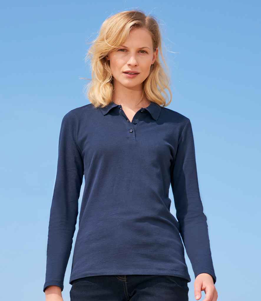 SOL'S Ladies Perfect Long Sleeve Piqué Polo Shirt 02083 in French Navy – model