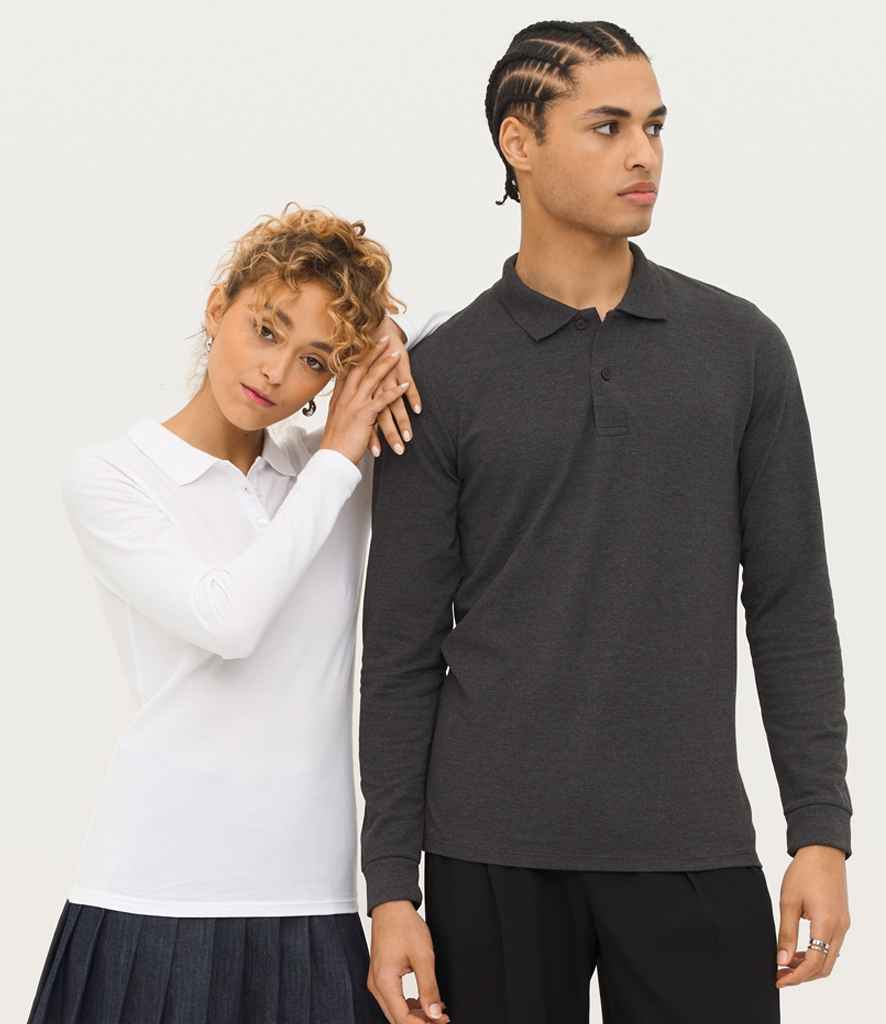 SOL'S Perfect Long Sleeve Piqué Polo Shirt 02087 in Charcoal Marl – model