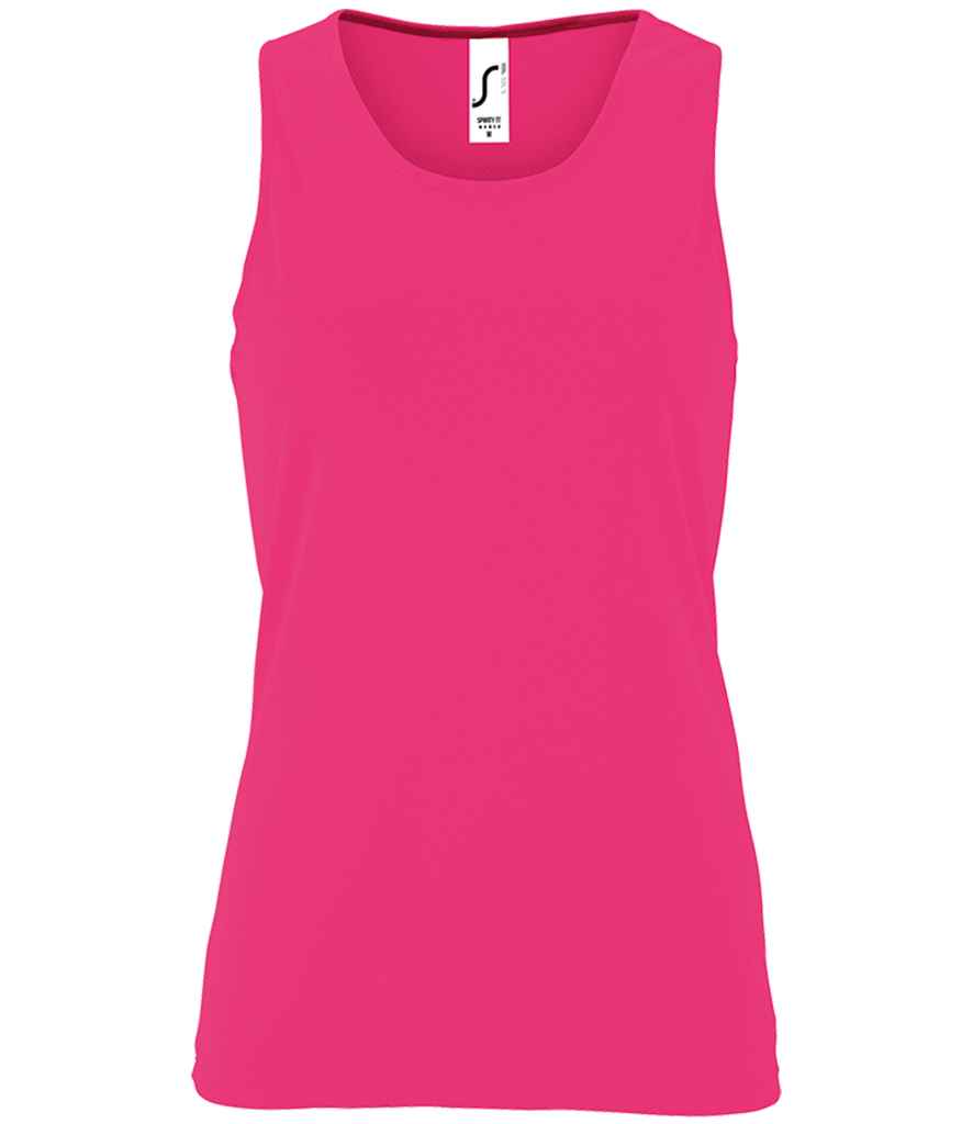 SOL'S Ladies Sporty Performance Tank Top 02117 in Neon Pink – front