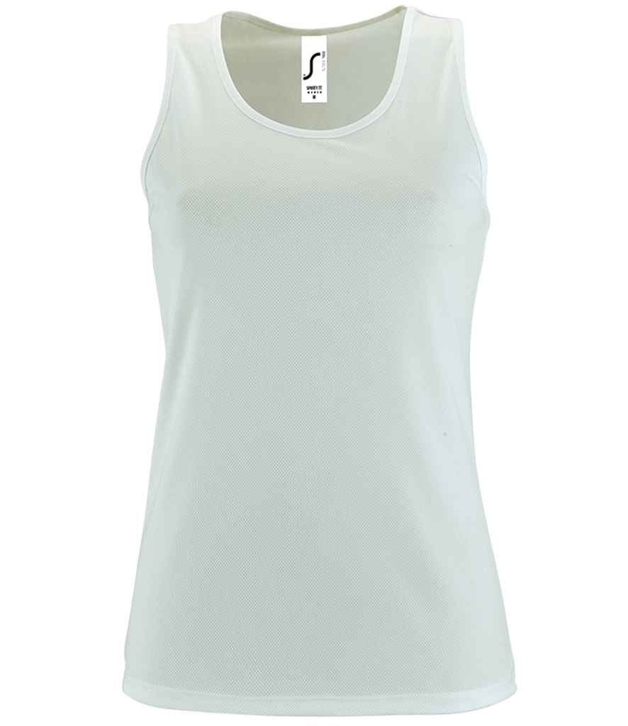 SOL'S Ladies Sporty Performance Tank Top 02117 in White – front