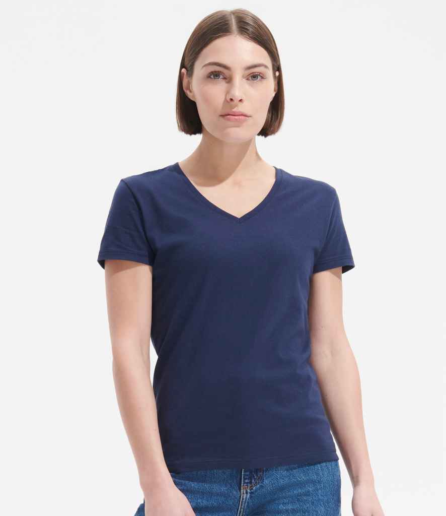 SOL'S Ladies Imperial V Neck T-Shirt 02941 in French Navy – model