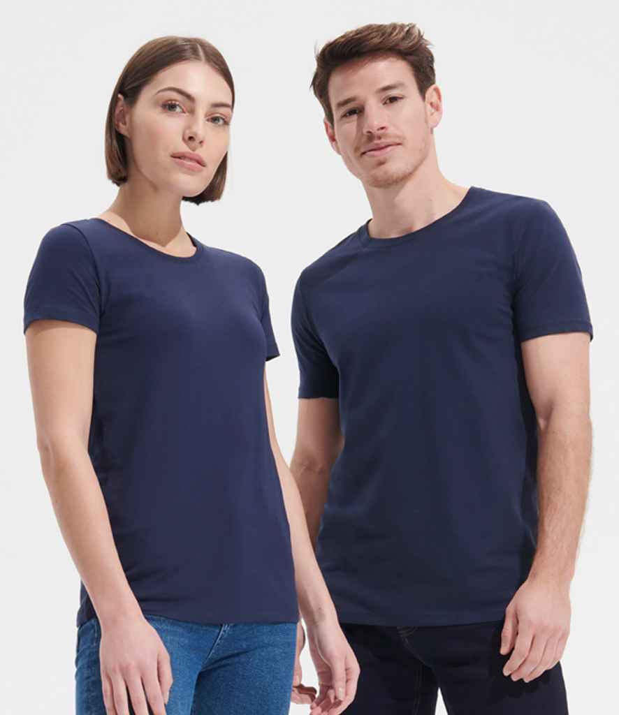 SOL'S Ladies Millenium Stretch T-Shirt 02946 in French Navy – model (2)
