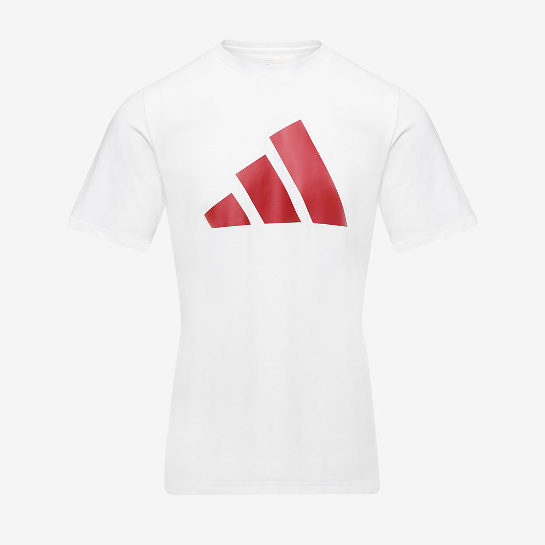 Adidas Mens Cotton Logo T-Shirt 25 White/Team Power Red