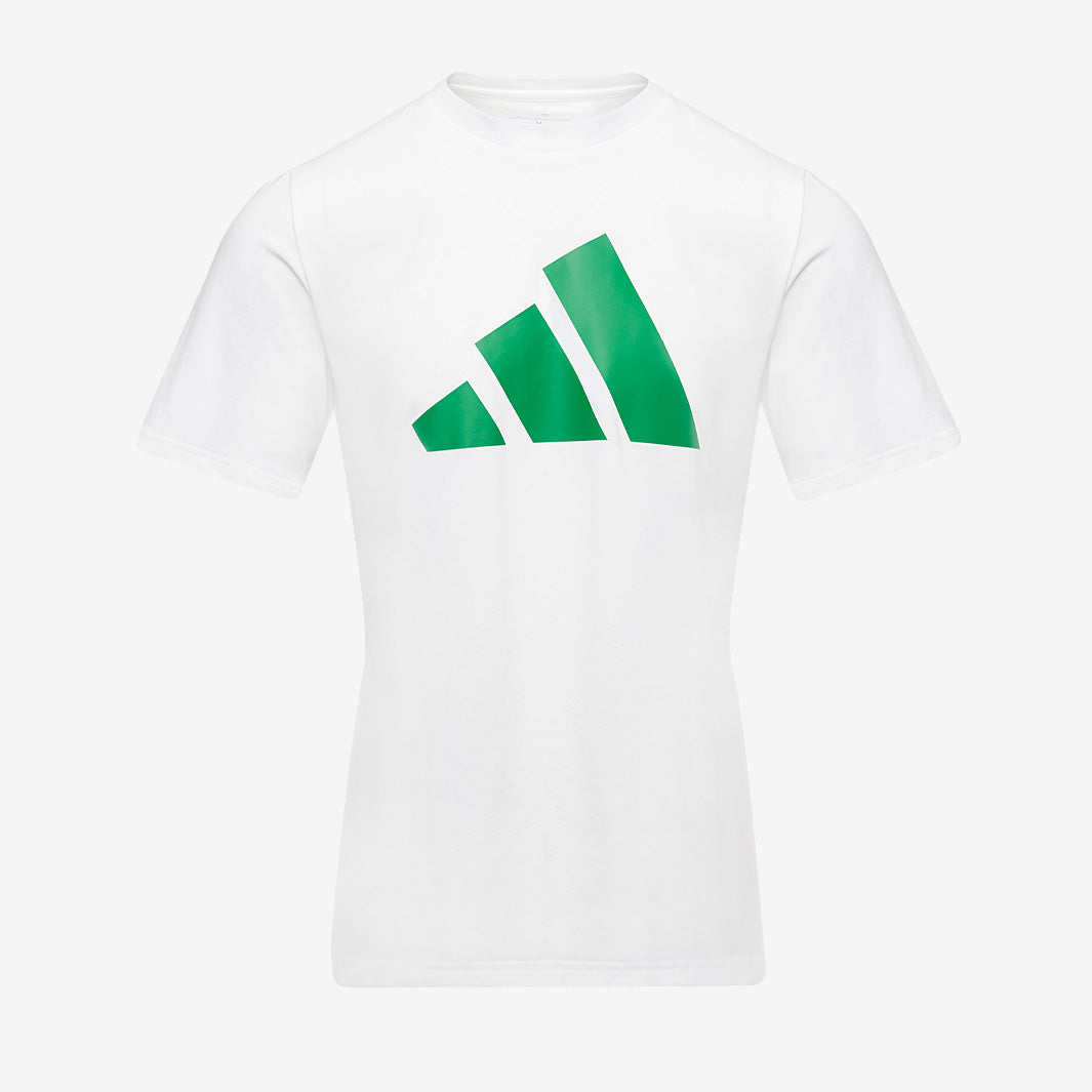 Adidas Mens Cotton Logo T-Shirt 25 White/Team Green