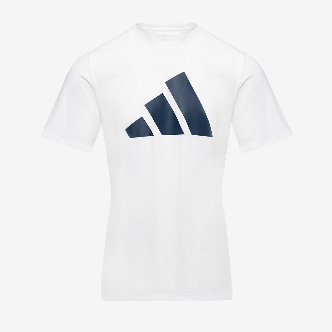 Adidas Mens Cotton Logo T-Shirt 25 White/Navy Blue
