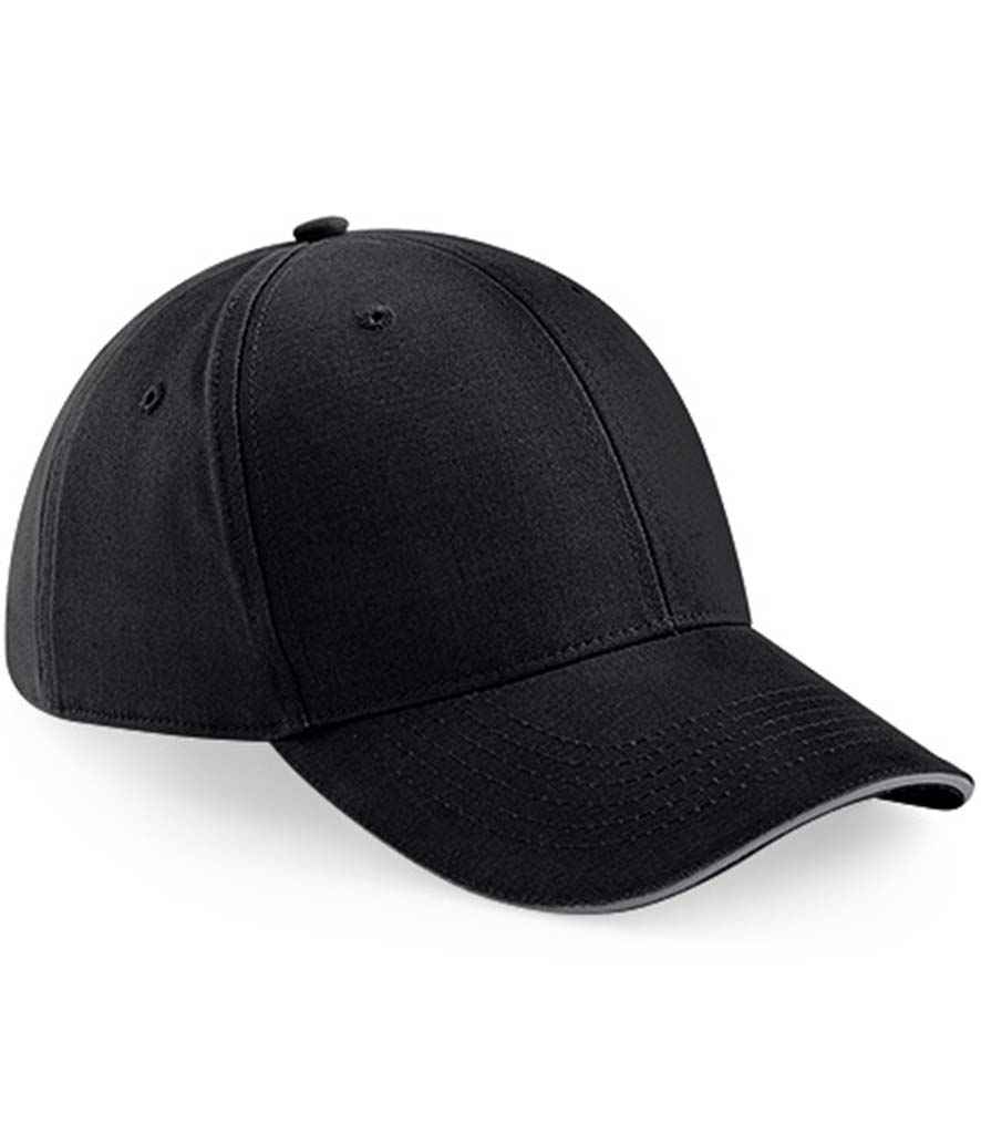 Beechfield Athleisure 6 Panel Cap BB20 in Black/Graphite Grey – front
