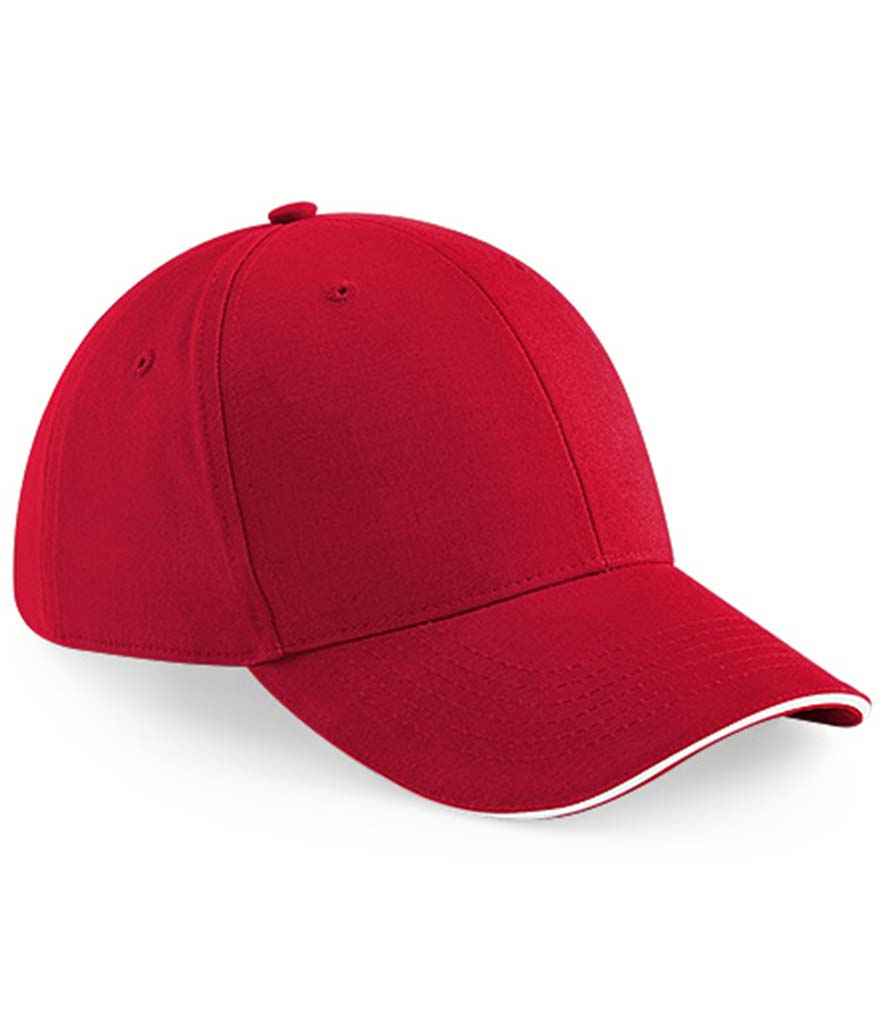Beechfield Athleisure 6 Panel Cap BB20 in Classic Red/White – front
