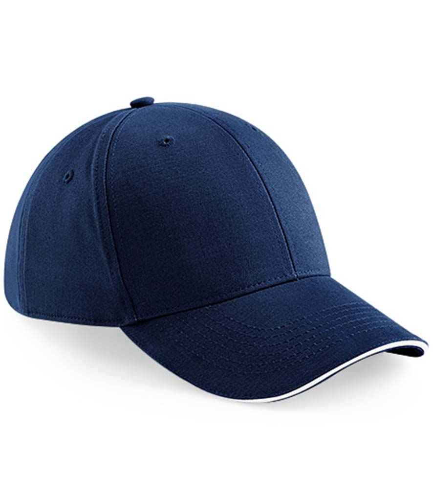 Beechfield Athleisure 6 Panel Cap BB20 in French Navy/White – front