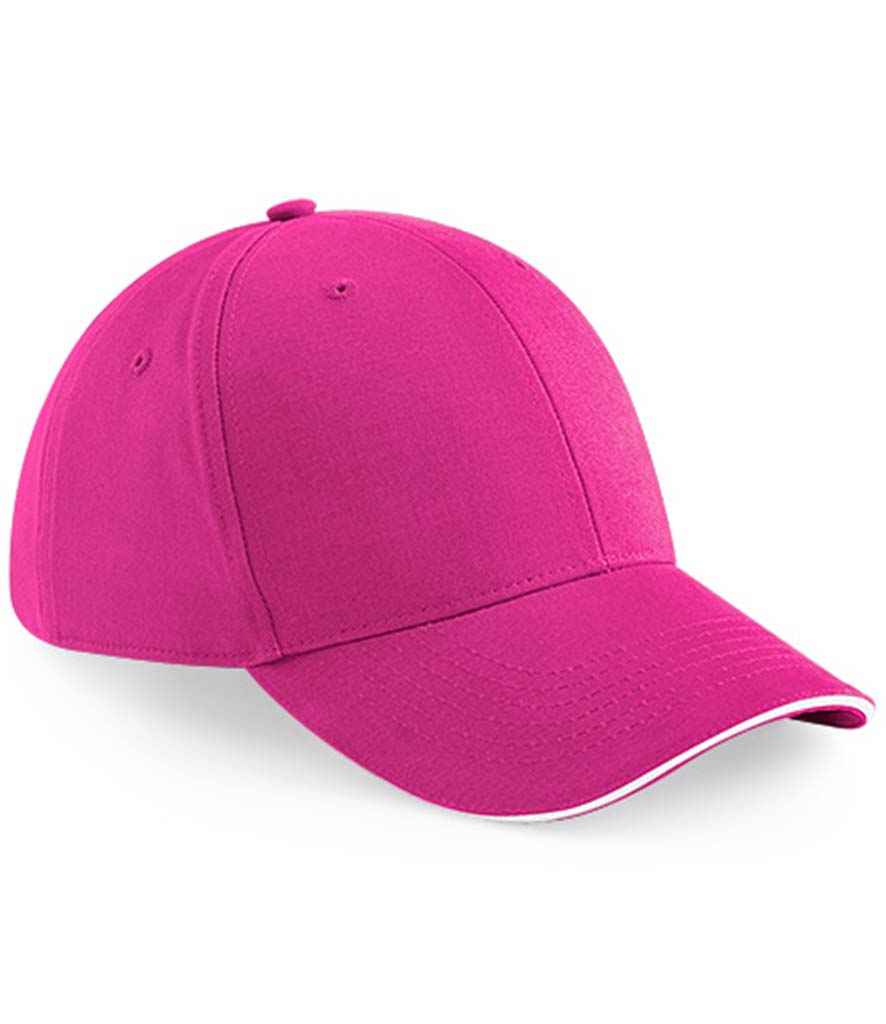 Beechfield Athleisure 6 Panel Cap BB20 in Fuchsia/White – front