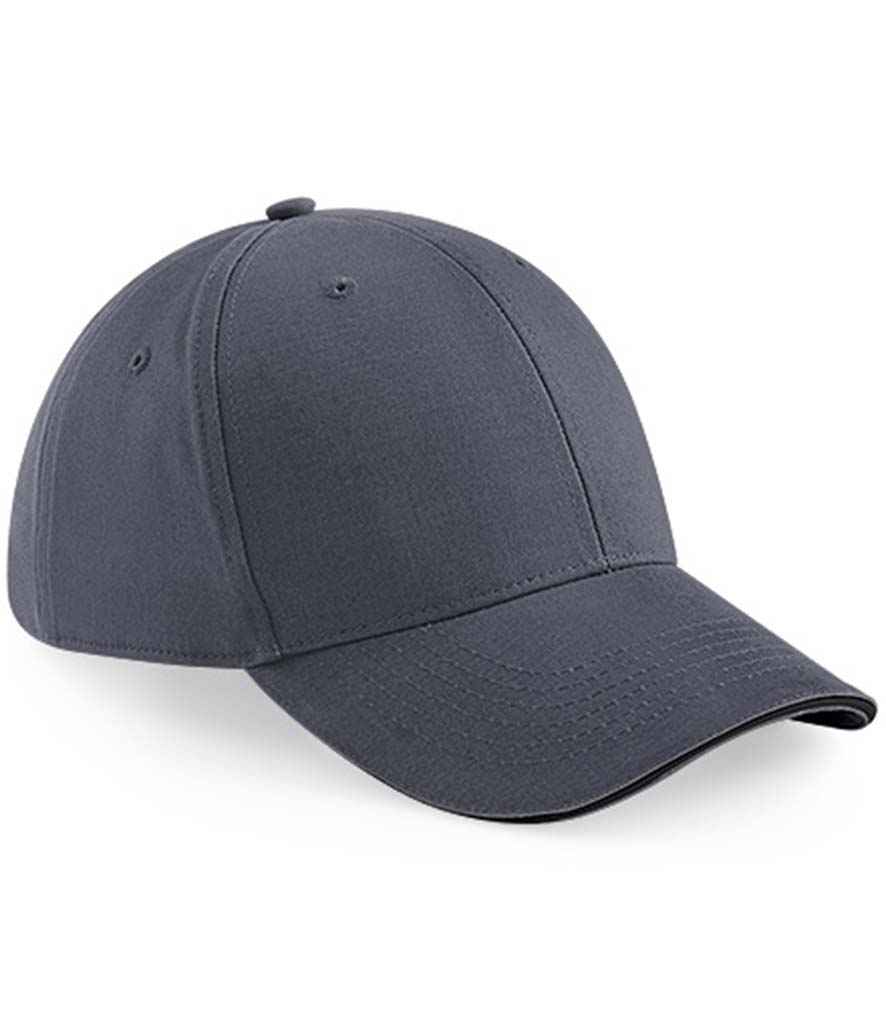 Beechfield Athleisure 6 Panel Cap BB20 in Graphite Grey/Black – front