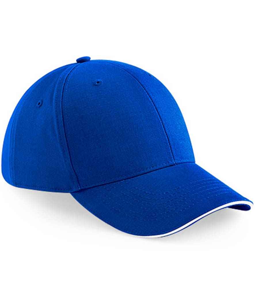 Beechfield Athleisure 6 Panel Cap BB20 in Bright Royal/White – front