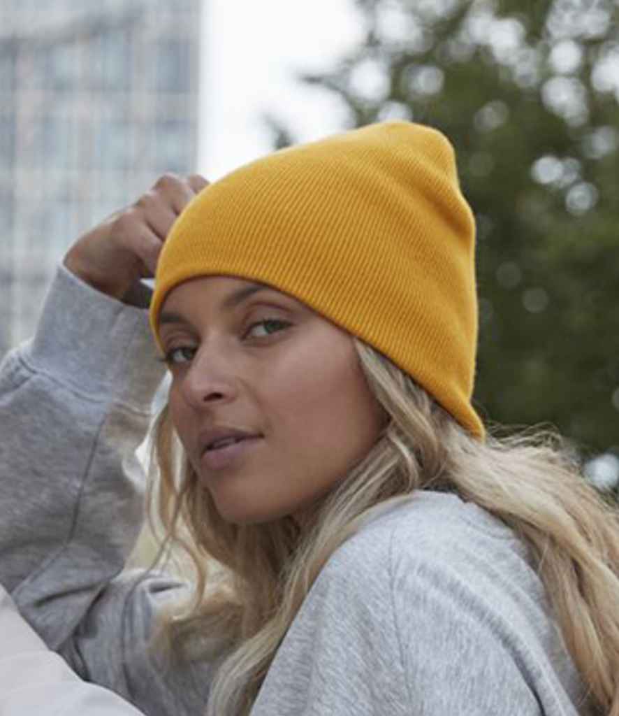 Beechfield Original Recycled Deep Cuffed Beanie BB40R in Mustard – model