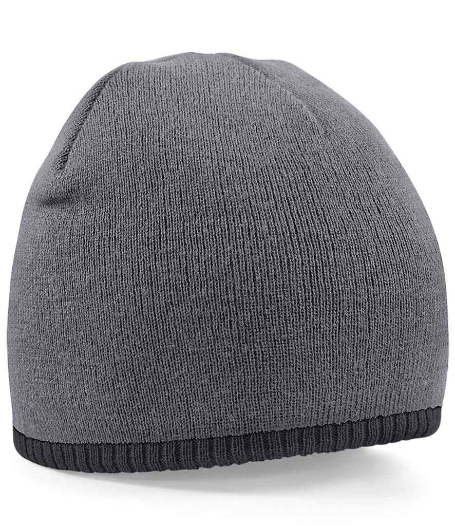 Beechfield Two Tone Pull-On Beanie BB44C in Graphite Grey/Black – front