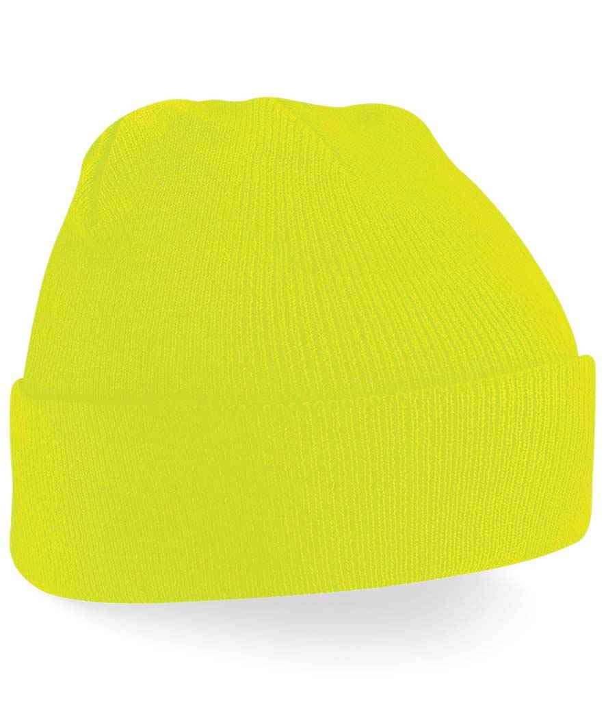 Beechfield Kids Original Cuffed Beanie BB45B in Fluorescent Yellow – front