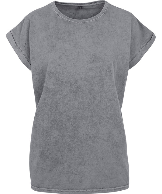 Women's Acid Washed Extended Shoulder Tee - BY053