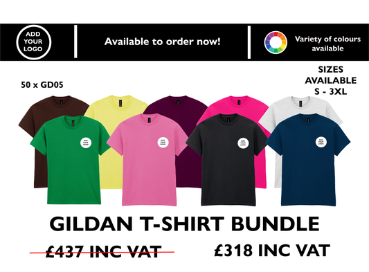 50 x Men's Gildan Heavy Cotton™ T-Shirt  Bundle