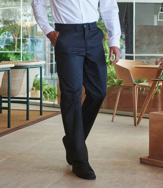 Henbury 65/35 Flat Fronted Chino Trousers H640 in Black – model