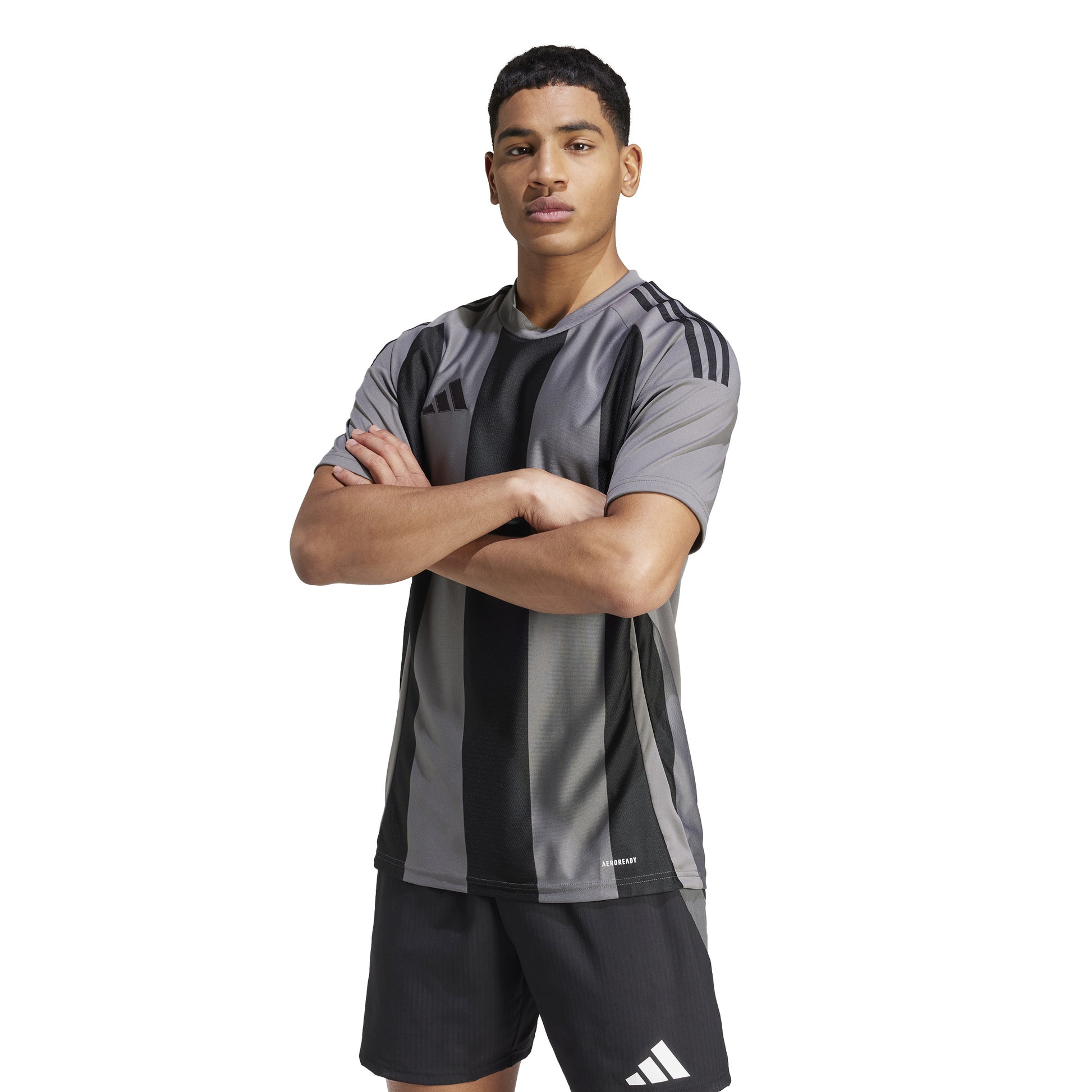 Adidas Striped 24 Jersey Team Grey/Black