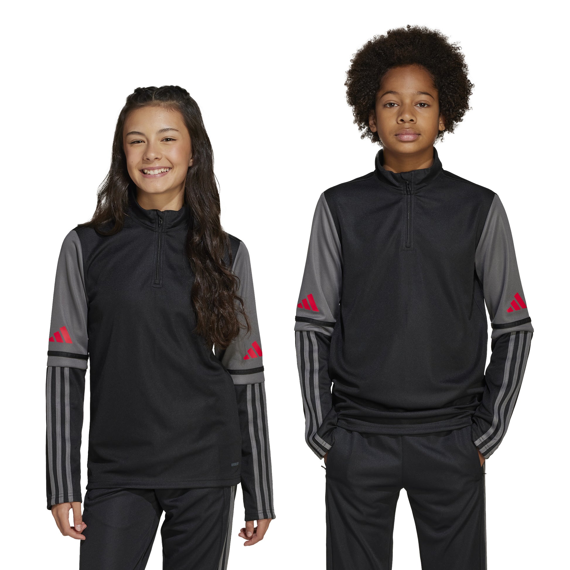 Adidas Squadra 25 1/4 Zip Training Top - Black/Team Grey Four/Pure Ruby