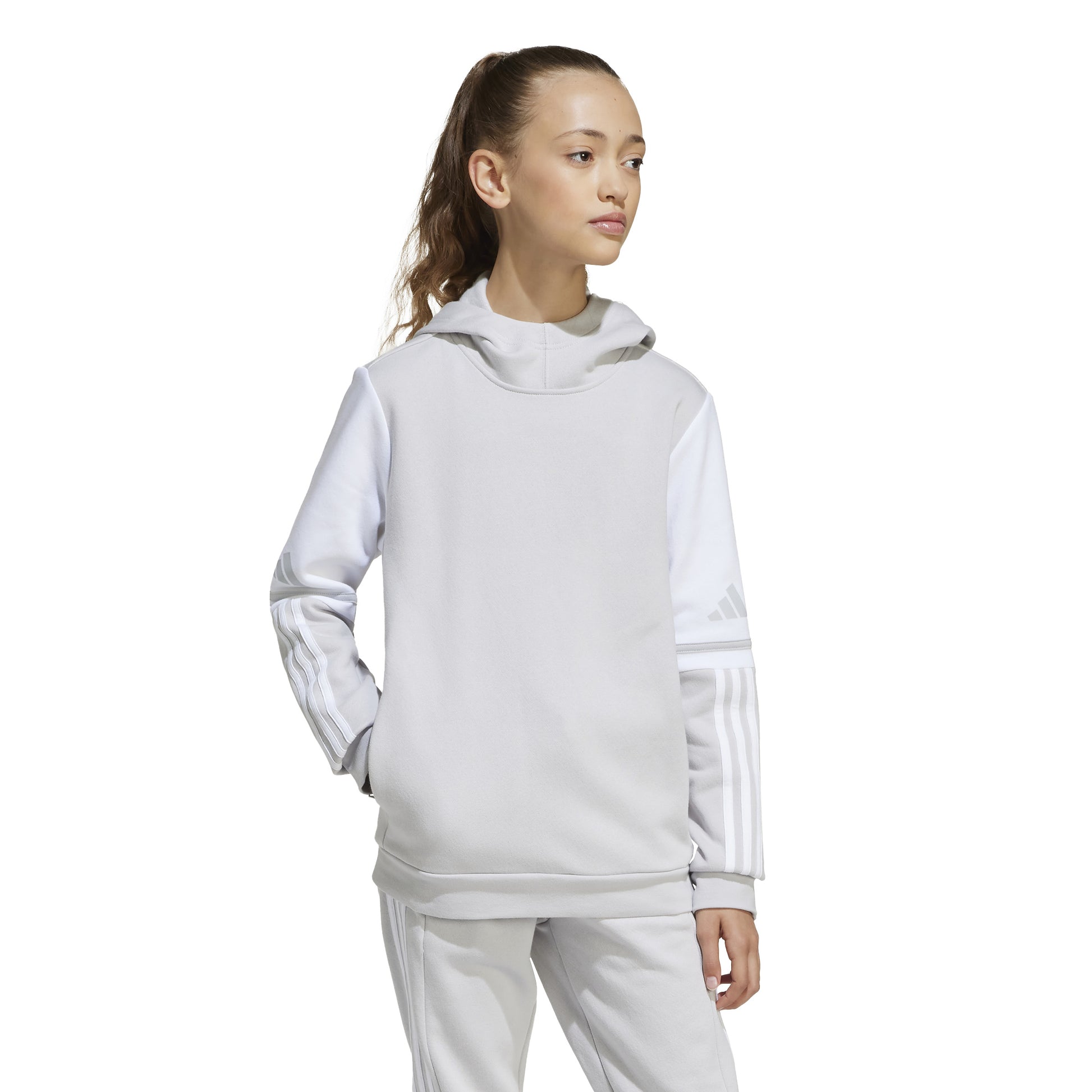 Adidas Squadra 25 Pullover Sweat Hoodie - Team Light Grey/White