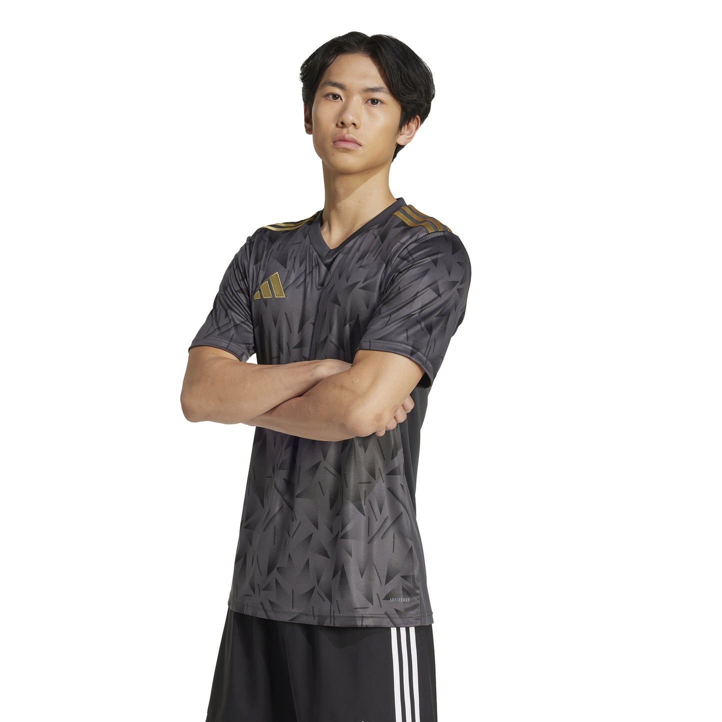Adidas Team Icon 25 Slim SS Shirt Utility Black/Dark Football Gold