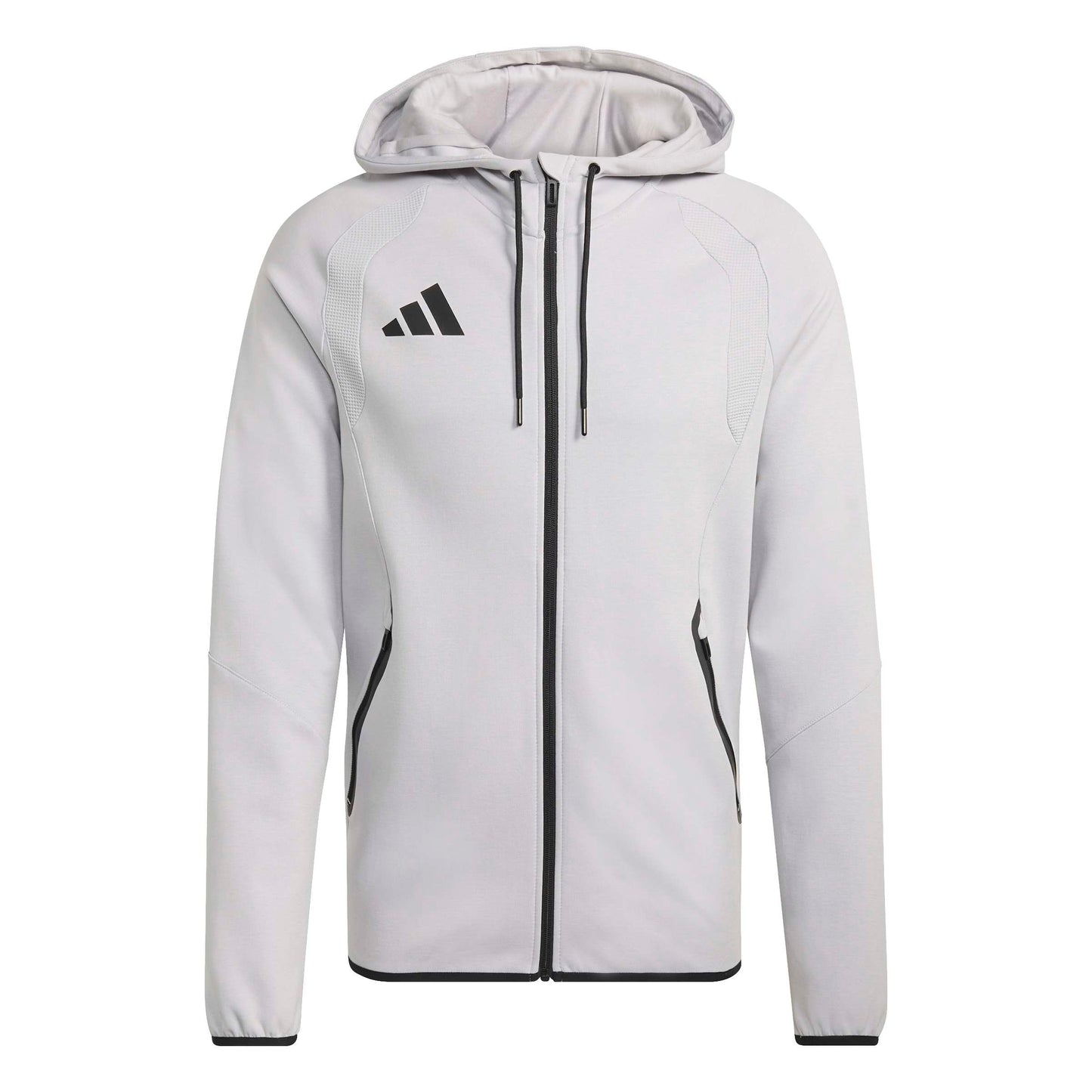 Adidas Tiro Travel Slim-Fit Full-Zip Cotton Hoodie Team Light Grey
