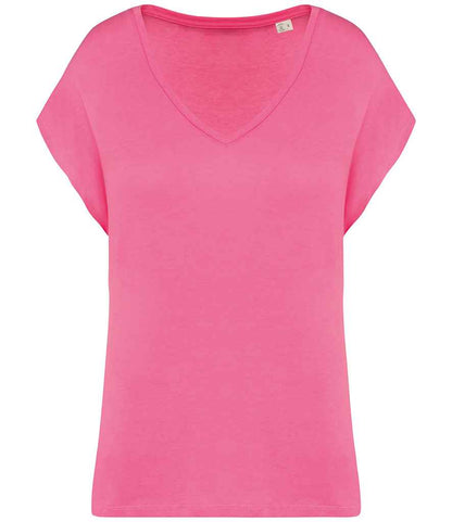 Native Spirit Ladies Oversized V Neck T-Shirt NS312 in Candy Rose – front