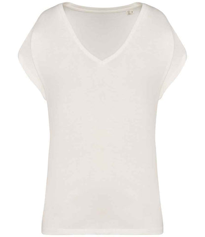 Native Spirit Ladies Oversized V Neck T-Shirt NS312 in Ivory – front