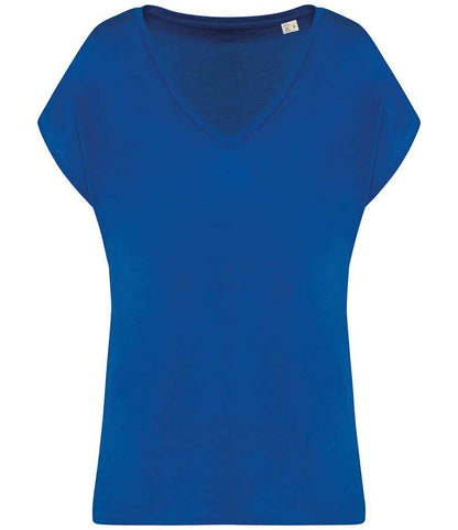 Native Spirit Ladies Oversized V Neck T-Shirt NS312 in Sea Blue – front