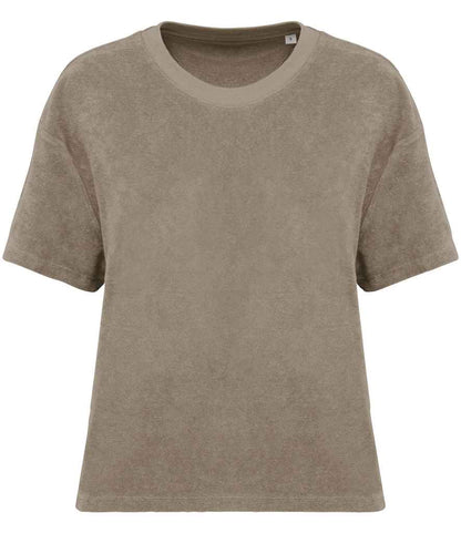 Native Spirit Ladies Terry Towel T-Shirt NS328 in Cream Coffee – front