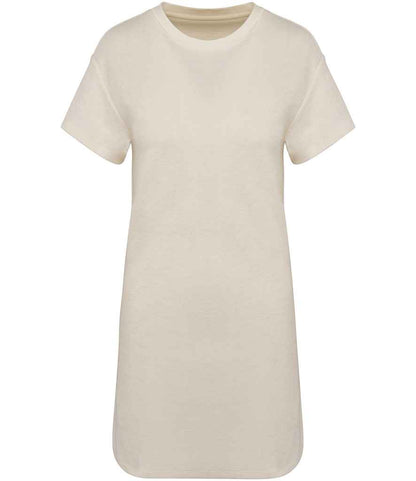 Native Spirit Ladies Terry Towel Dropped Shoulder T-Shirt Dress NS5028 in Ivory – front
