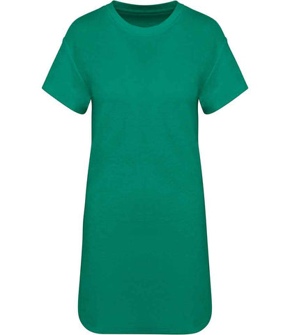 Native Spirit Ladies Terry Towel Dropped Shoulder T-Shirt Dress NS5028 in Malachite Green – front