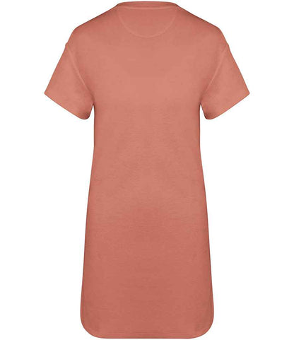 Native Spirit Ladies Terry Towel Dropped Shoulder T-Shirt Dress NS5028 in Pomelo – back