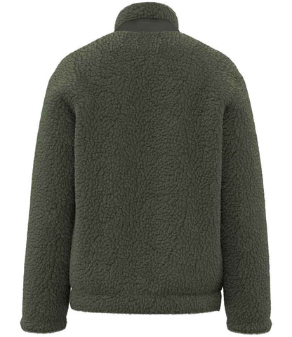 Native Spirit Unisex Sherpa Jacket NS604 in Forest Khaki/Dark Khaki – back