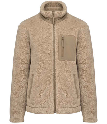 Native Spirit Unisex Sherpa Jacket NS604 in Wet Sand/Driftwood – front