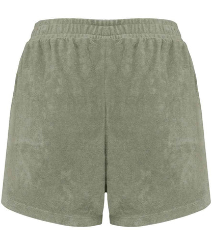 Native Spirit Ladies Terry Towel Shorts NS728 in Almond Green – back