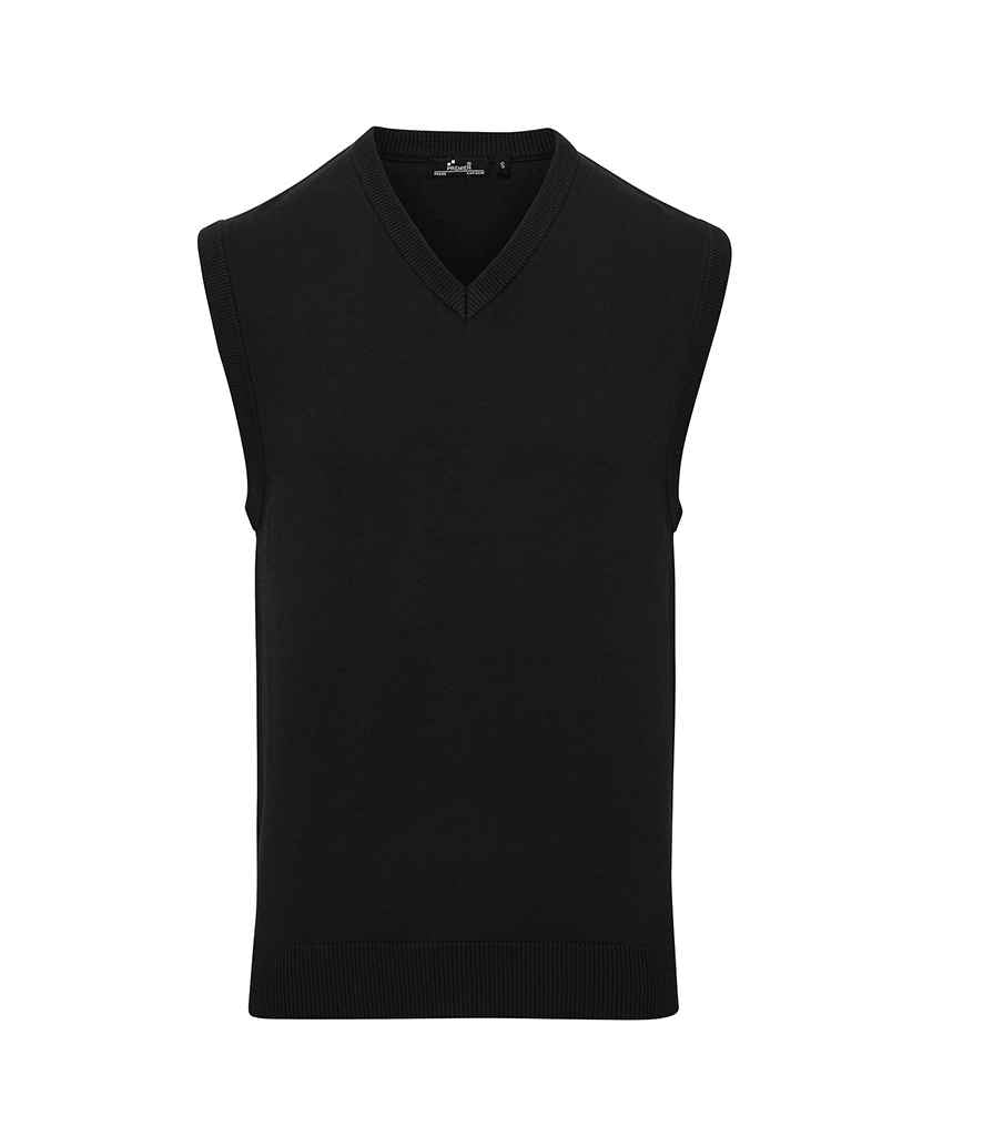 Premier Sleeveless Cotton Acrylic V Neck Sweater PR699 in Black – front