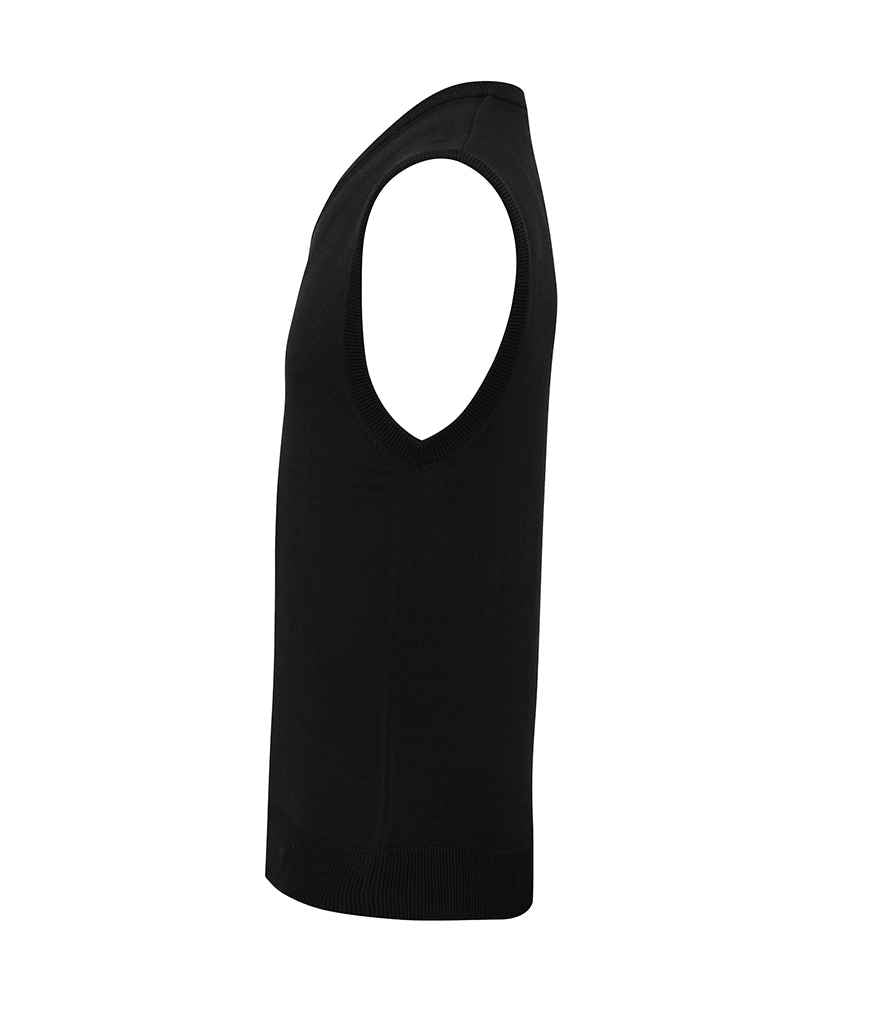 Premier Sleeveless Cotton Acrylic V Neck Sweater PR699 in Black – side