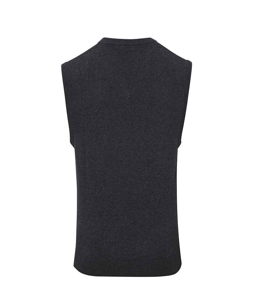 Premier Sleeveless Cotton Acrylic V Neck Sweater PR699 in Charcoal – back
