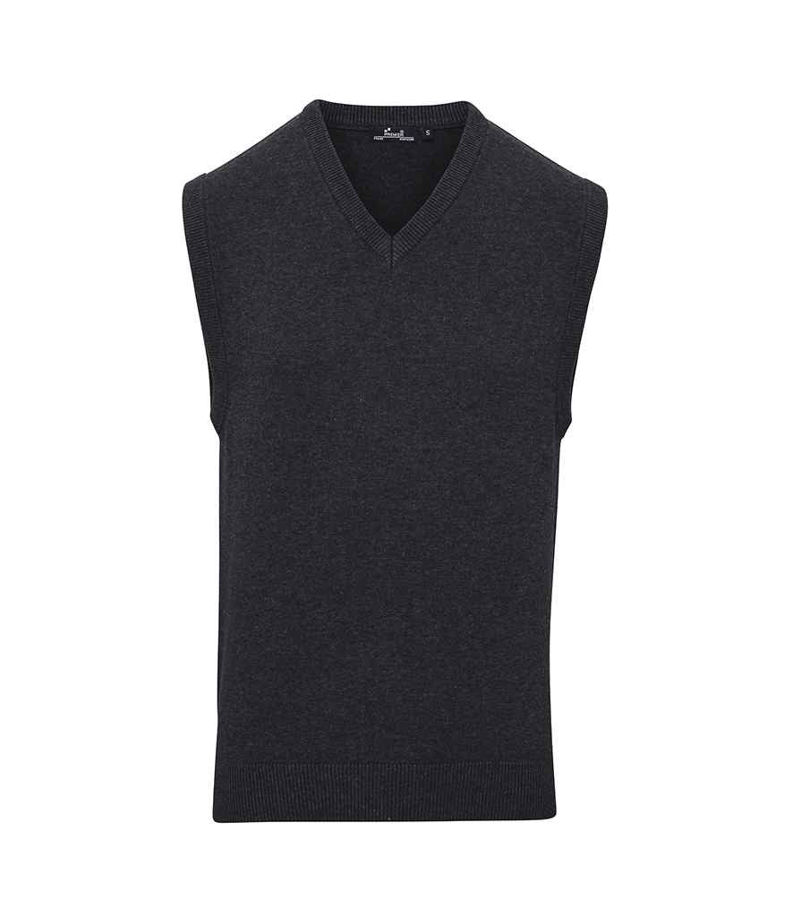 Premier Sleeveless Cotton Acrylic V Neck Sweater PR699 in Charcoal – front