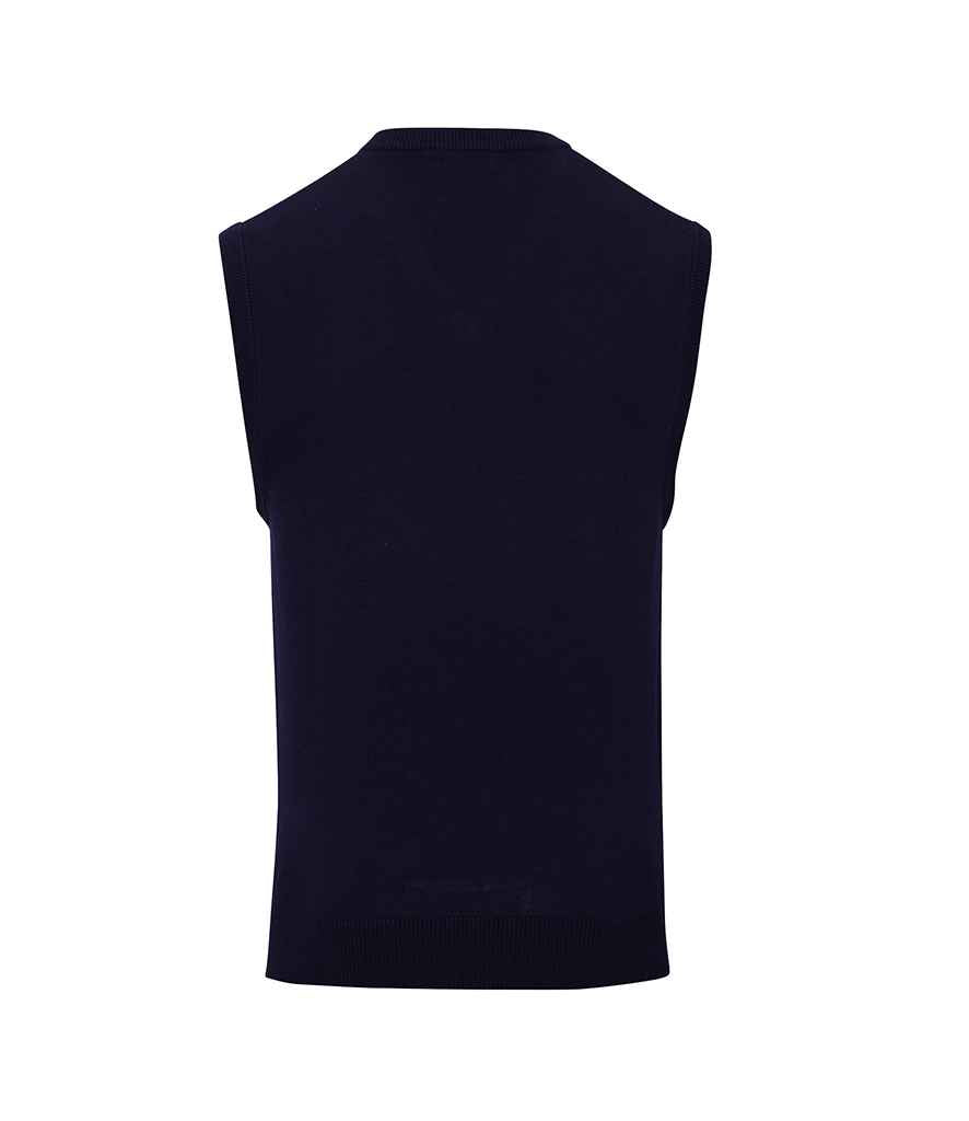 Premier Sleeveless Cotton Acrylic V Neck Sweater PR699 in Navy – back