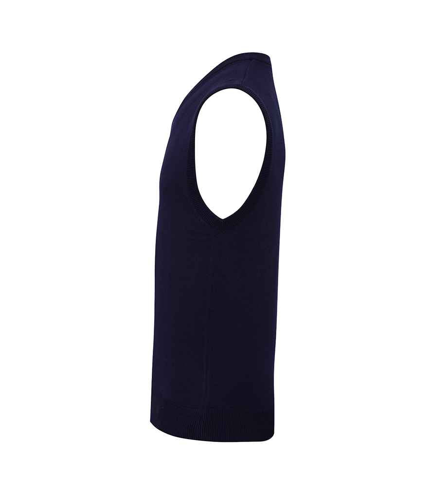 Premier Sleeveless Cotton Acrylic V Neck Sweater PR699 in Navy – side