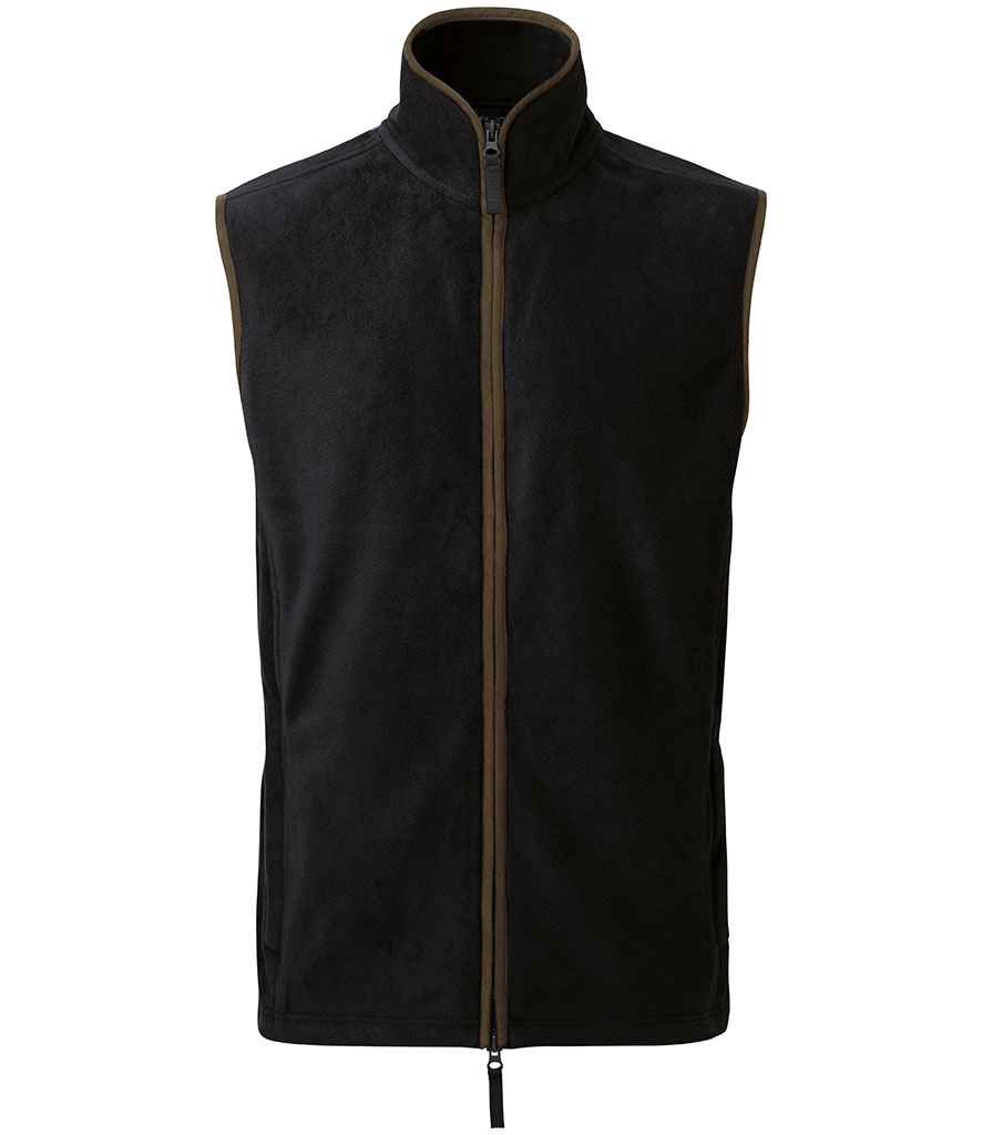 Premier Artisan Fleece Gilet PR803 in Black/Brown – front